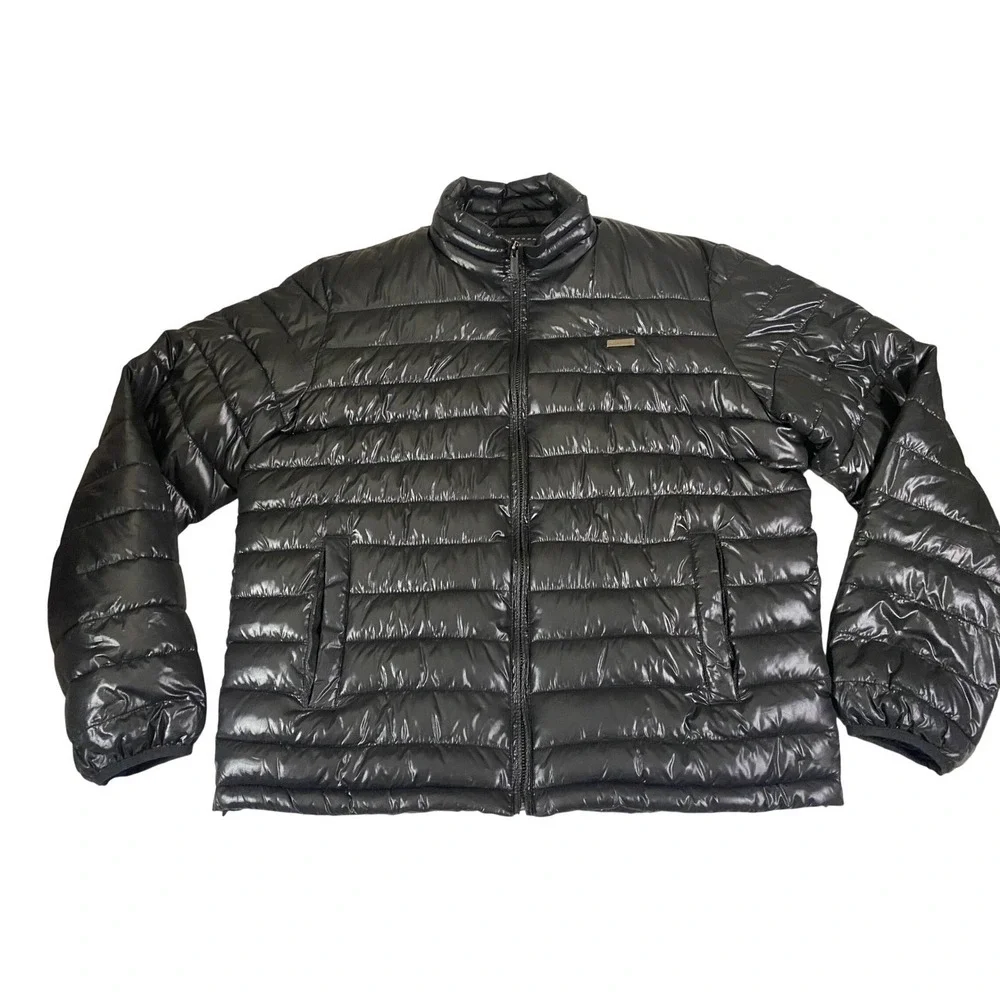 Sean John Mens Black Puffer Jacket‎ Lightweight Quilted Full Zip SJACE9071 Large